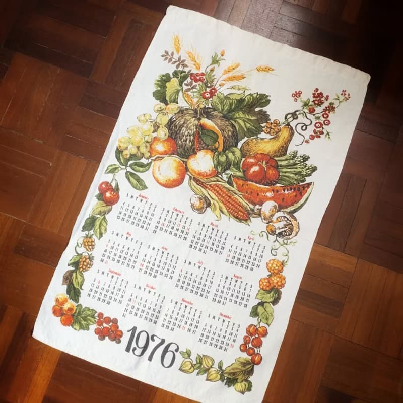 1976 美國早期布面月曆 fruit