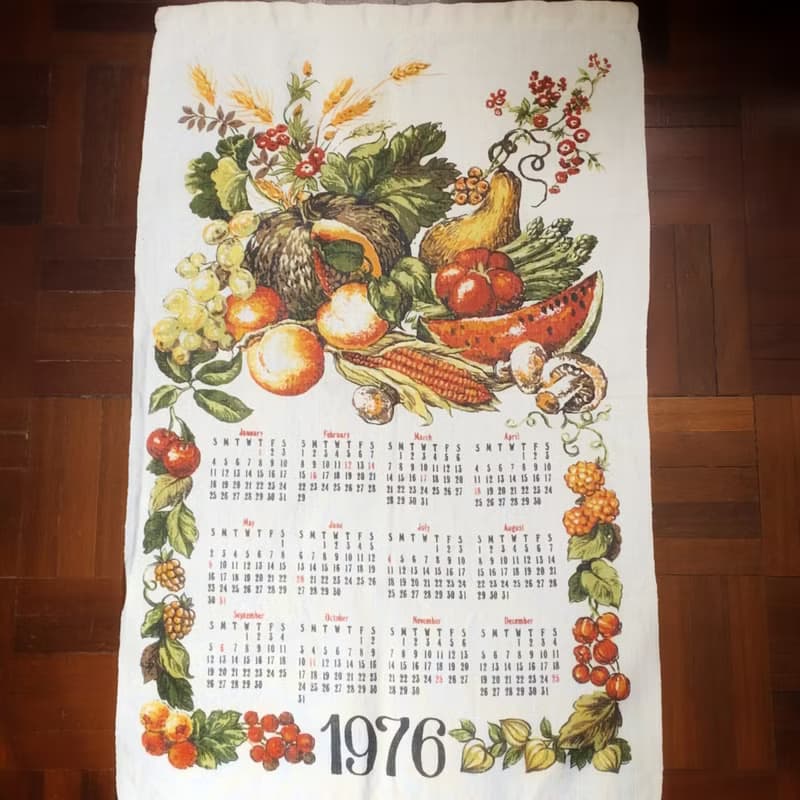 1976 美國早期布面月曆 fruit