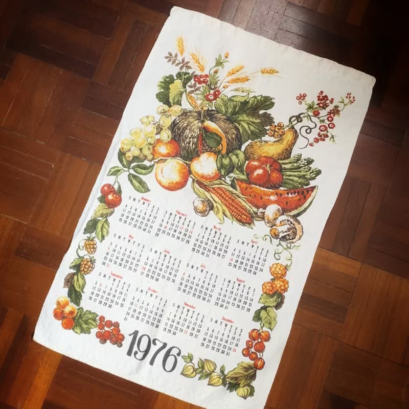 1976 美國早期布面月曆 fruit