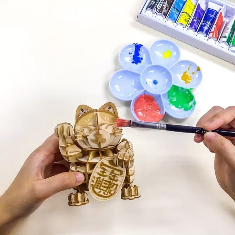 Jigzle 3D立體木拼圖 | 招財貓(小號12cm) | 愛情財運通通來 手作