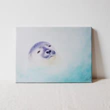 微笑動物油畫 海豹好舒服 4F複製畫