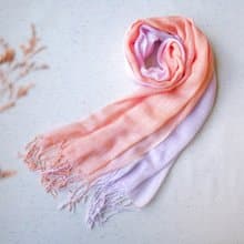 橘色的夢 純棉流蘇圍巾/柔軟不刺脖/職人手工渲染