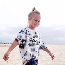 【北歐童裝】瑞典兒童有機棉長袖上衣1歲至14歲 女裝親子裝藍色