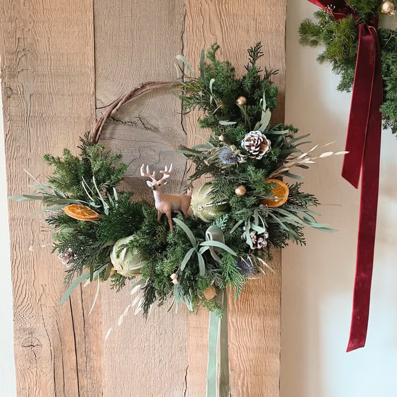 永生雪松 聖誕花圈 半圓花圈