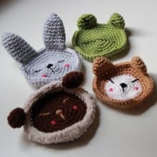 冏臉杯墊 毛線杯墊 動物杯墊 兔子 青蛙 小熊 羊 (單個售價)