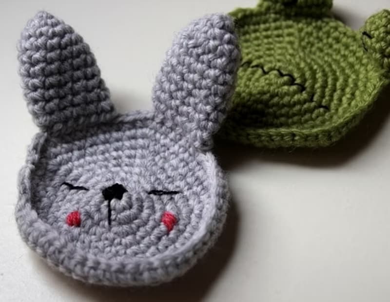 冏臉杯墊 毛線杯墊 動物杯墊 兔子 青蛙 小熊 羊 (單個售價)