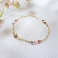 桔梗花 ‧ 單顆水鑽 珍珠 水晶 細手鍊