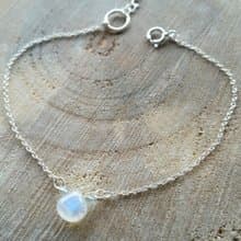 6/7mm 超美月亮石配小藍碧壐珠純銀手鍊 6/7MM Moonstone and tourmarine 925 silver bracelet