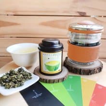 【無藏茗茶X台灣宜龍】簡單泡茶組_200ml咖色濾泡壺+18g高山烏龍
