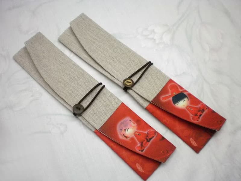 環保筷餐具組 隨身收納袋 筷套~新郎新娘( 一對2入組)