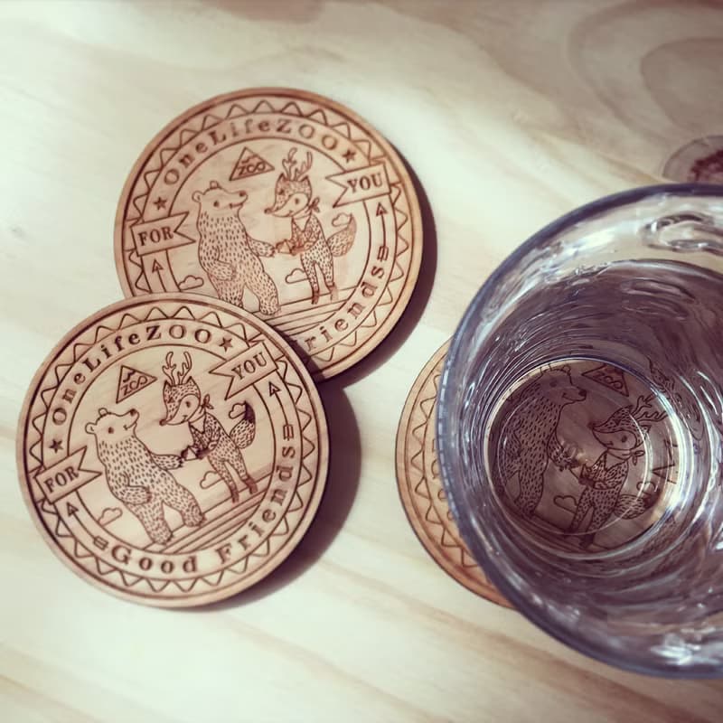 【2入】台灣檜木杯墊 天然實木 入厝禮物 / 動物好朋友 /