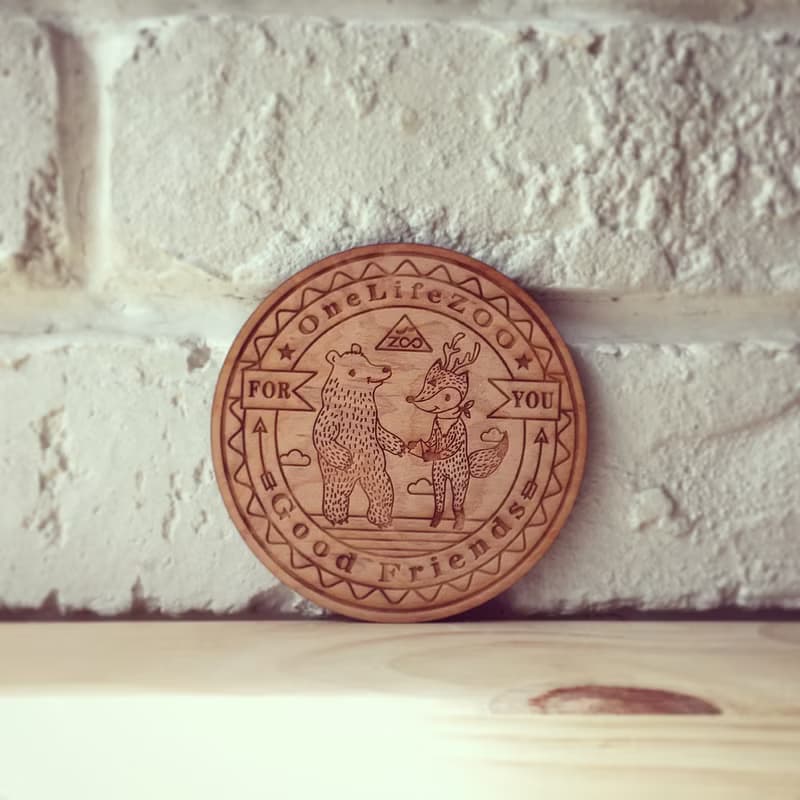 【2入】台灣檜木杯墊 天然實木 入厝禮物 / 動物好朋友 /