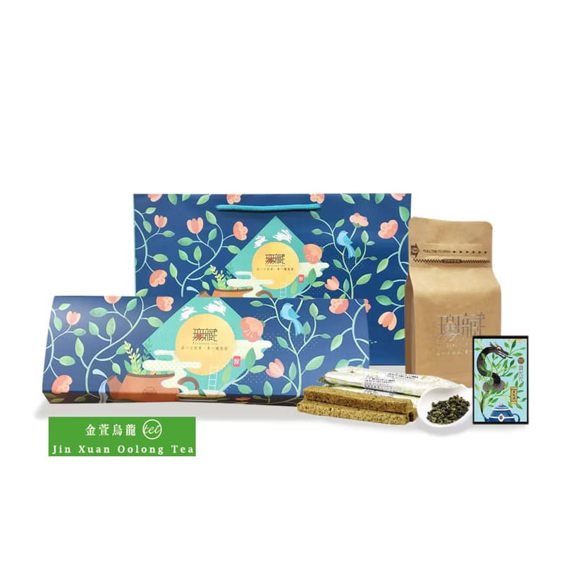 【中秋公益茶葉禮盒J2】無藏  金萱烏龍散茶100g+減糖千層棒12支