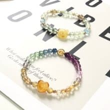 蜜蠟熊、黃水晶、金髮晶、葡萄石 天然石手鍊