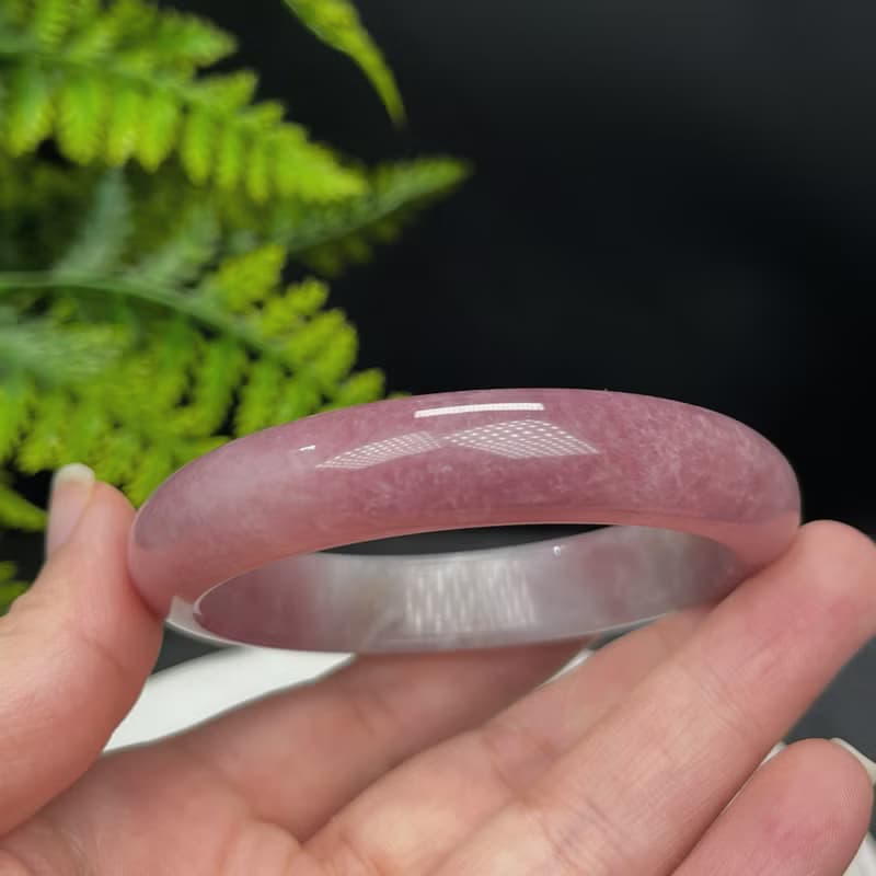 馬達加斯加 紫色粉晶手鐲 59MM 老料紫粉冰飄玫瑰石英 松弛情緒