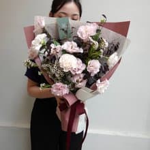 復古胭粉特調鮮花花束 情人節花束