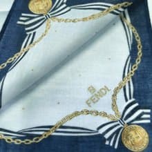 Fendi Vintage Handkerchief Pocket Square Gold Chain Necklace 18 x 18 inches