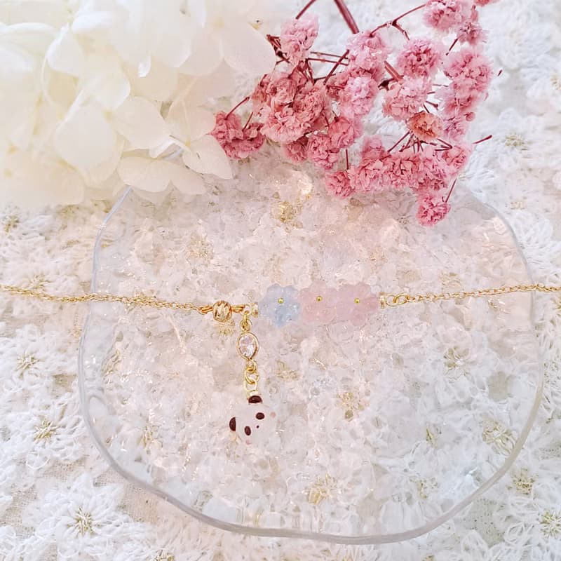 原創 閃亮亮小櫻花熊貓系列 - 三色閃亮小櫻花手鏈 (長度可調節)