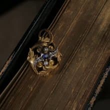 1890-1900s 法國 新藝術蕨葉雙色墜