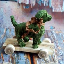 Little Dod in retro style on the wooden cart!