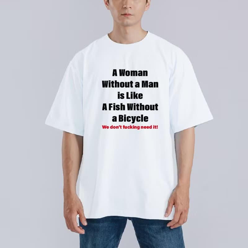 A Woman Without a Man 魚 腳踏車 衣服 寬版 T恤 吸濕排汗 黑T