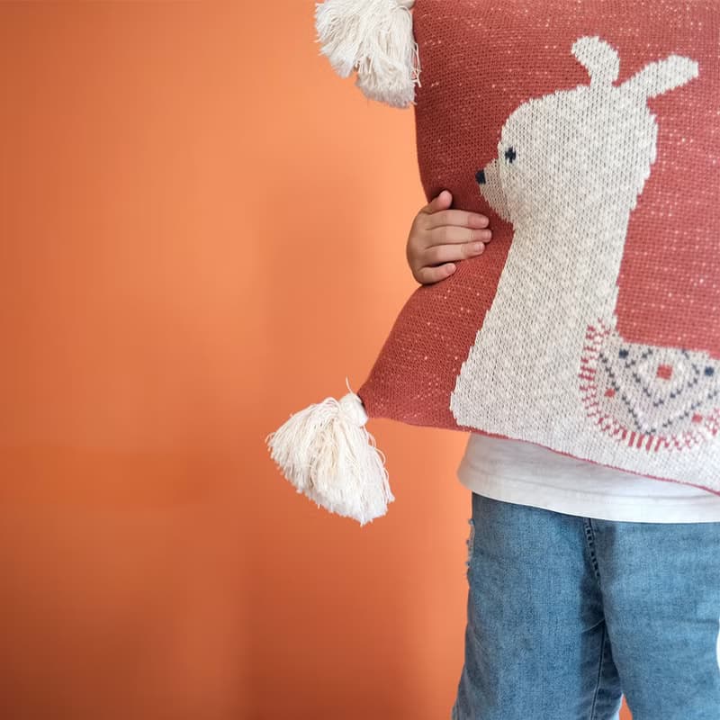 全棉獅子提花針織抱枕/靠墊 含立體高彈枕芯