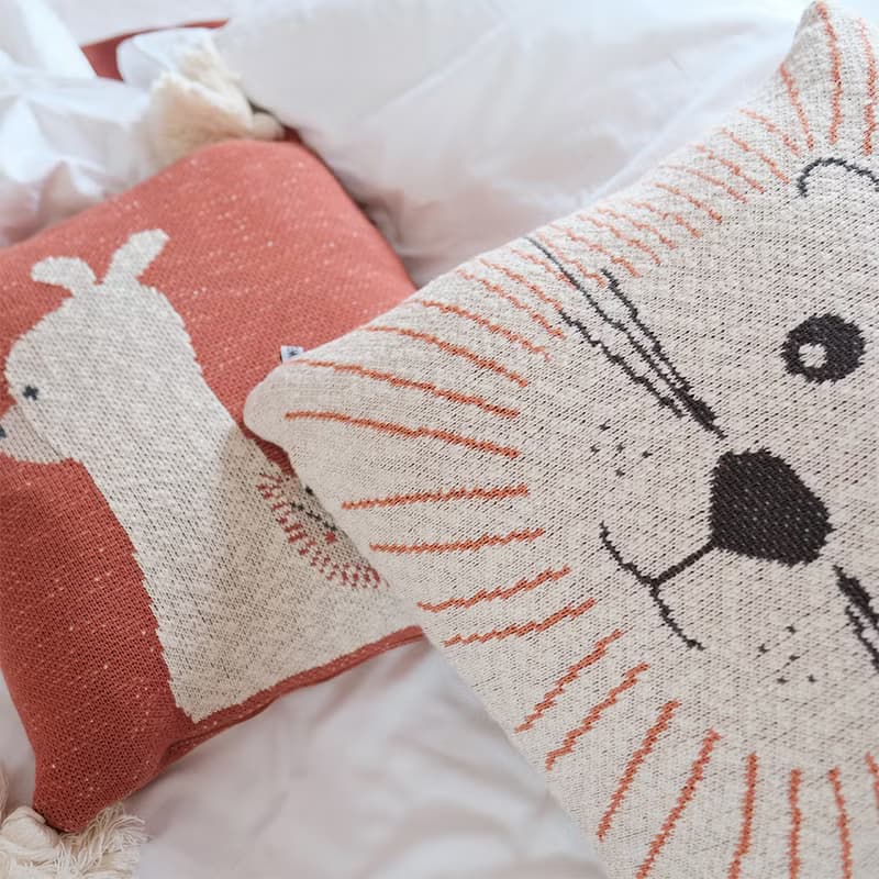 全棉獅子提花針織抱枕/靠墊 含立體高彈枕芯