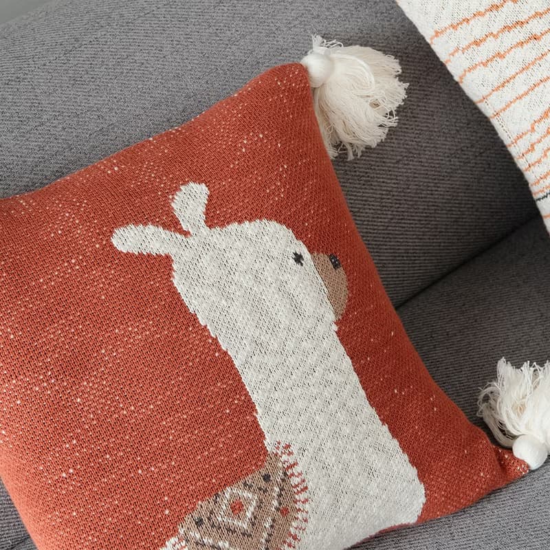 全棉獅子提花針織抱枕/靠墊 含立體高彈枕芯