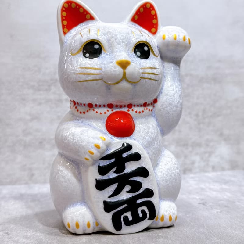 【雅藤招財】日本清水燒招財貓 | 花結晶 藤 千万両 左