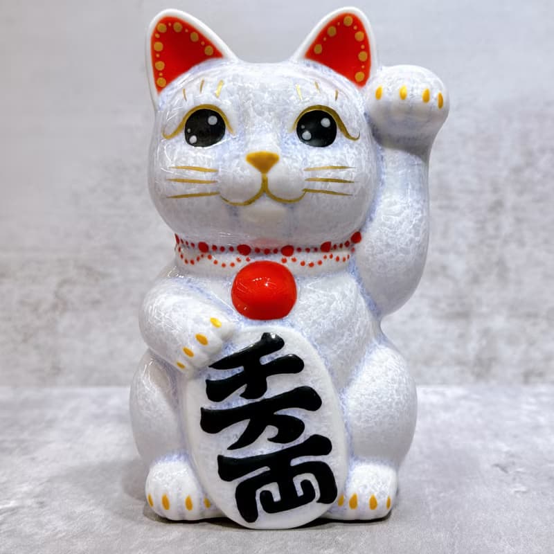 【雅藤招財】日本清水燒招財貓 | 花結晶 藤 千万両 左