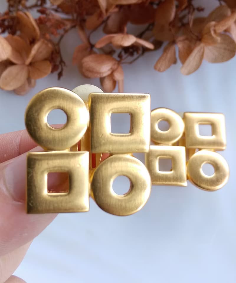 Vintage Jewelry 西洋古董飾品 啞光 幾何造型 夾式耳環