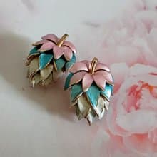 vintage jewelry  飄彩多層葉形 夾式耳環