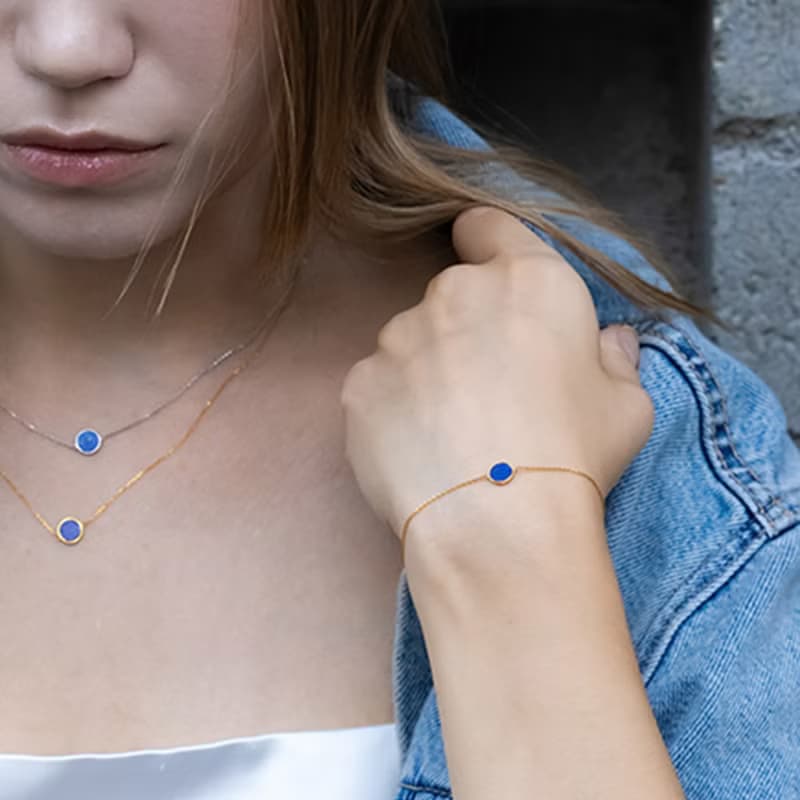 ROCA MINI ROUND LAPIS LAZULI BRACELET_GOLD