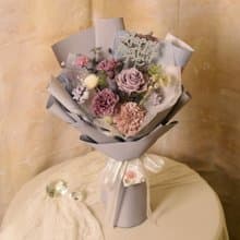 【優雅油畫風】母親節 淡紫色永生康乃馨花束永生花 乾燥花