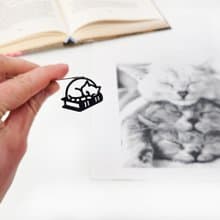 Metal Bookmark Sleeping Cat on the, Small Bookish Gift for Cat Lovers