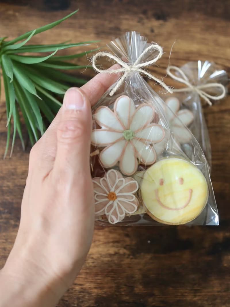2袋套　有機糖霜餅乾　笑顔　Heart　smile　花
