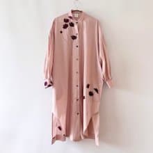 【チョコレートコスモス】　手描きソフトワッシャー・ロングブラウス