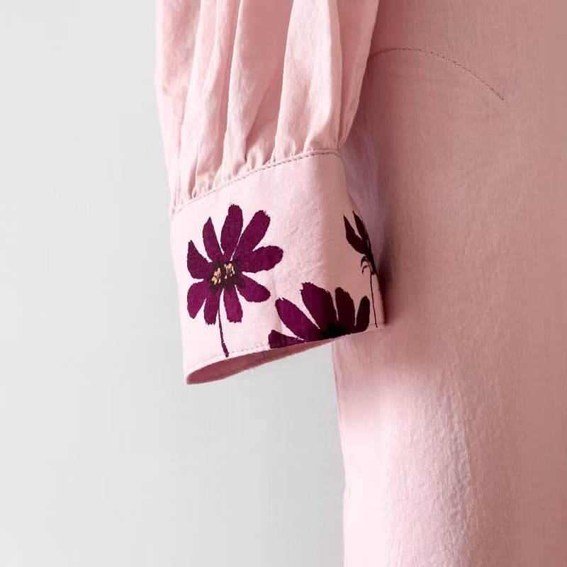 【チョコレートコスモス】　手描きソフトワッシャー・ロングブラウス