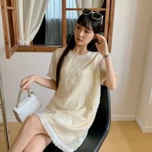 |初秋新品2件75折| 法式圓領修身連身裙|米色|有裡襯|無彈