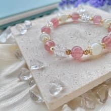 草莓晶 月光石 水晶手鍊設計款 14K包金  開運水晶手鍊 禮物