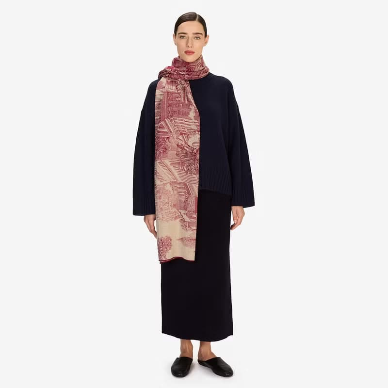 【INOUI EDITIONS】PIRANESI 羊毛真絲圍巾100 - 紅