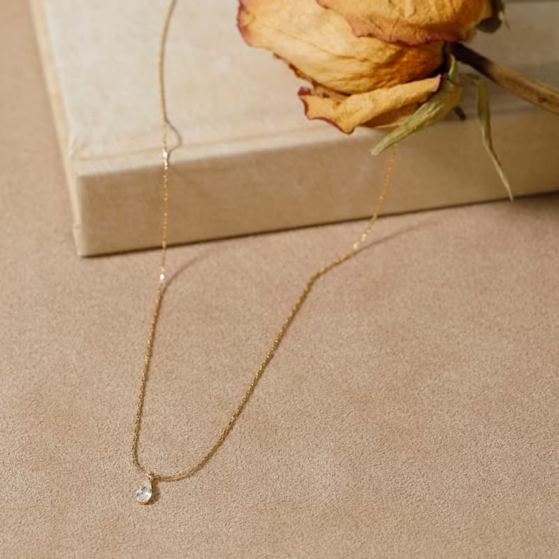 drop zirconia necklace GD ニッケルフリーネックレス キュービックジルコニア　しずく型　ドロップ　ゴールド