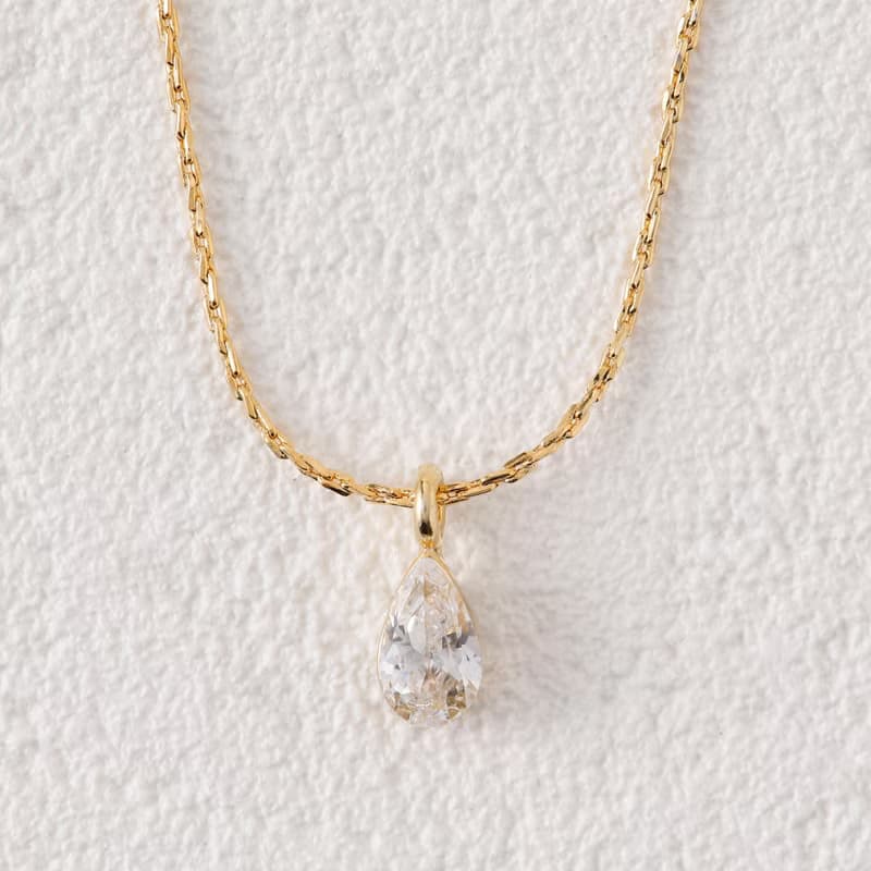drop zirconia necklace GD ニッケルフリーネックレス キュービックジルコニア　しずく型　ドロップ　ゴールド