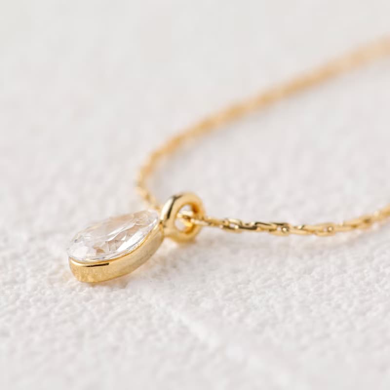 drop zirconia necklace GD ニッケルフリーネックレス キュービックジルコニア　しずく型　ドロップ　ゴールド