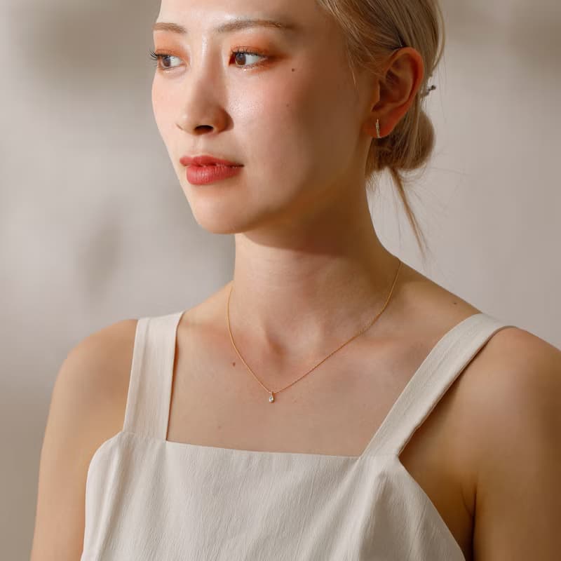 drop zirconia necklace GD ニッケルフリーネックレス キュービックジルコニア　しずく型　ドロップ　ゴールド