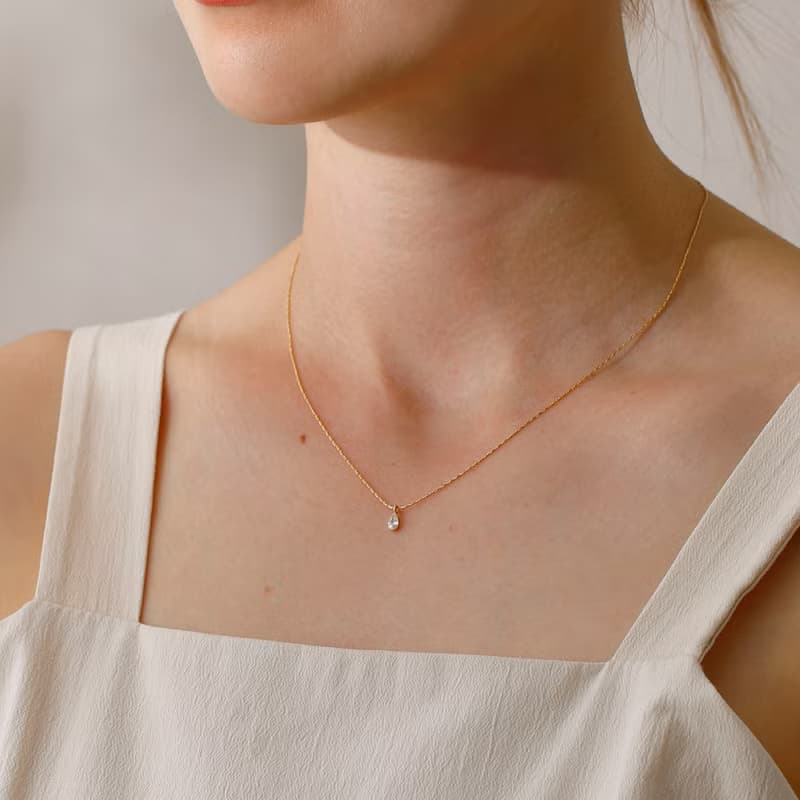drop zirconia necklace GD ニッケルフリーネックレス キュービックジルコニア　しずく型　ドロップ　ゴールド