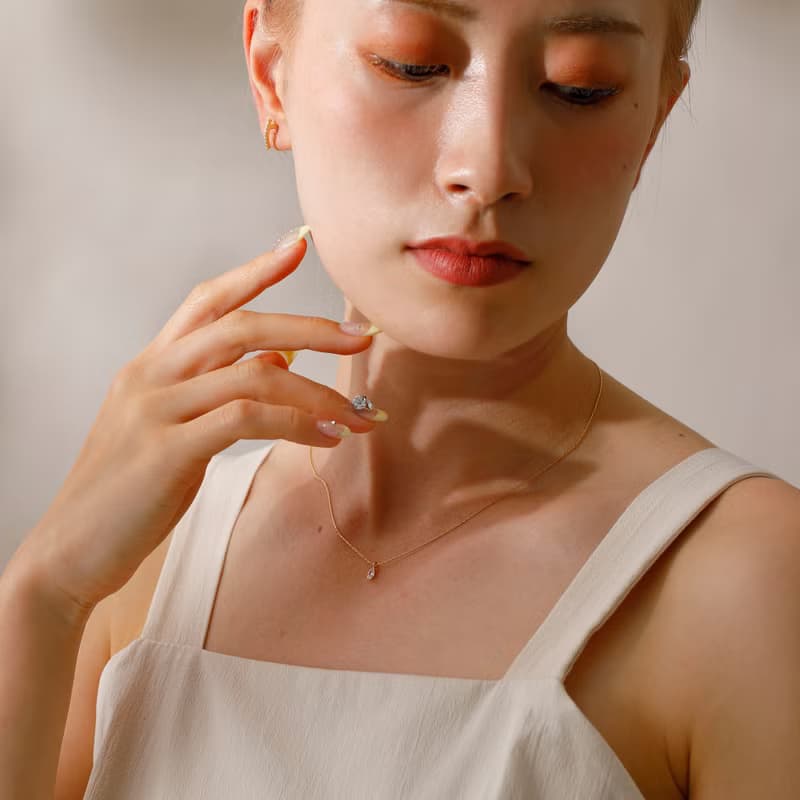 drop zirconia necklace GD ニッケルフリーネックレス キュービックジルコニア　しずく型　ドロップ　ゴールド