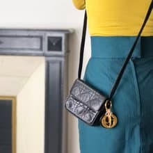 【 日本直送　名牌中古包 】Christian Dior カナージュ レディディオール ショルダーバッグ ブラック レザー ミニバッグ mppar4