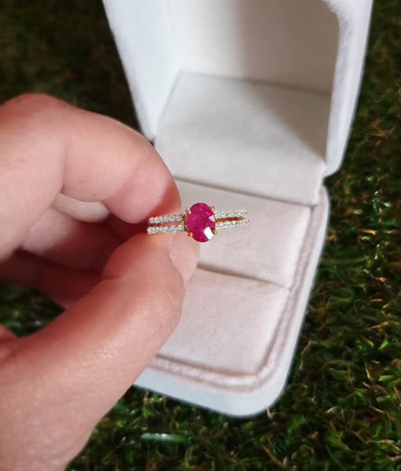 Natural Red Ruby Gemstone Ring for Woman,9k Gold Jewelry, Thai ruby Gemstones