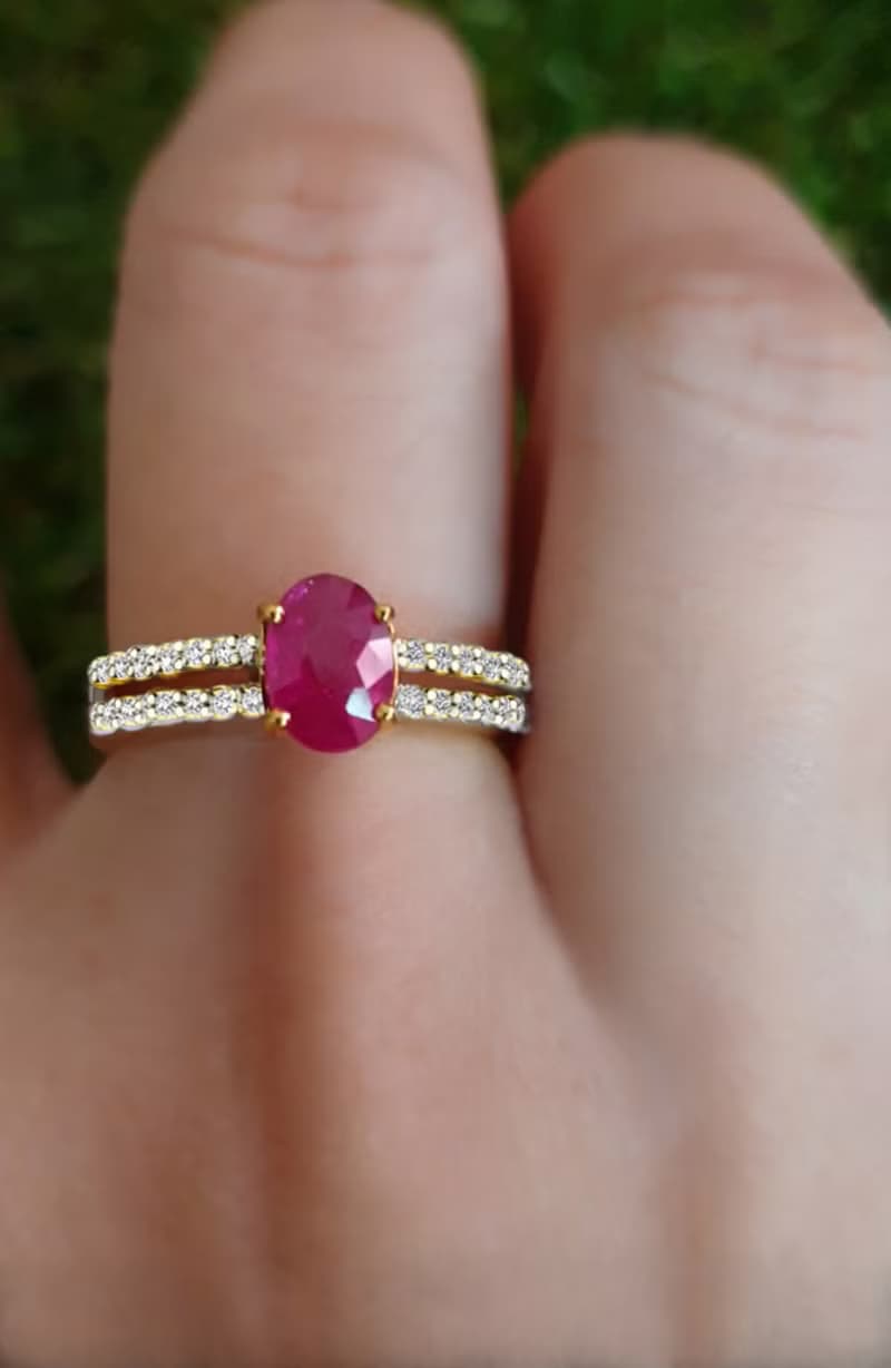 Natural Red Ruby Gemstone Ring for Woman,9k Gold Jewelry, Thai ruby Gemstones